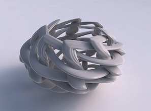vase sphericall interlacing Gitter extrudiert Linien oben verdreht, gequetscht Haus top twisted gepresste Dekor 3d print model - Mito3D