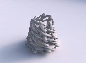 vase sphericall interlacing Gitter extrudiert Linien oben verdreht, gestreckt Haus top twisted Dekor 3d print model - Mito3D