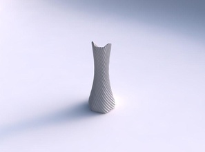 vase gedrückt gebogen hexagon 2 extrudiert linien gericht dekor architektonisch dekoration haus 3d print model - Mito3D