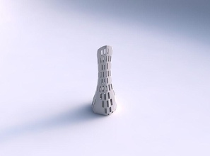 Vase gedrückt gebogen Hexagon Prüfer Gitter 2 Gericht Dekor architektonisch Dekoration Haus 3d print model - Mito3D