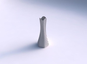 vase gedrückt hexagon gebogen extrudiert linien 3 gericht dekor architektonisch dekoration haus 3d print model - Mito3D