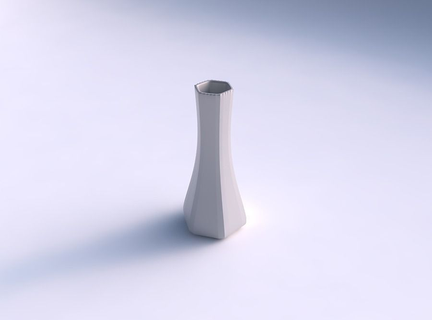 Vase gedrückt Hexagon fein Bands Uniform Vertikale Gericht Dekor architektonisch Dekoration Haus 3d print model - Mito3D