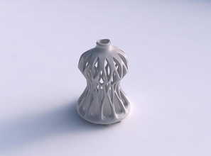 vase squeezed mid section smooth beveled cuts extruded top bottom support streched house decor 3d print model - Mito3D