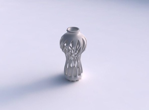 vase squeezed mid section smooth beveled cuts extruded top bottom support widened house decor 3d print model - Mito3D