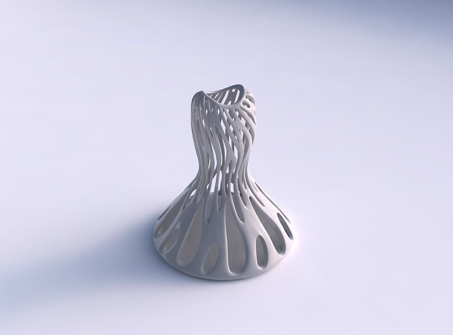 vase gedrückt mitte glatt schneidet gedehnt haus dekor 3D print model - Mito3D