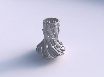 Vase gedrückt Mitte glatt ausgestoßen schneidet breit Haus Dekor 3d print model - Mito3D