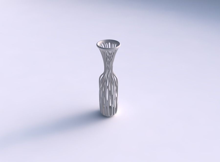 vase gequetscht Hals zwei geschichteten Zweigen verbreitert top Haus gepresste layered Niederlassungen werden Dekor 3D print model - Mito3D