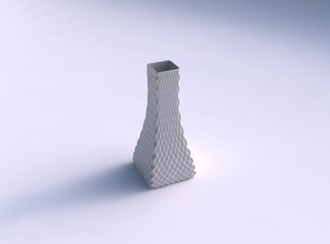 jarrón exprimido rectángulo cuadrícula diagonal abolladuras florero el plato decoración en la arquitectura de casa 3d print model - Mito3D