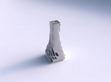 Vase gedrückt Rechteck organisch Gitter solide Gericht Dekor architektonisch Dekoration Haus 3d print model - Mito3D