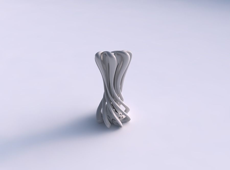 jarrón recta de doble trenzado se derrumbó parte superior excéntrico casa florero en línea haga la arriba decoración 3D print model - Mito3D
