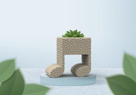 vase succulent musical notes plants growth relaxation nature contemporary minimalist leaf furniture sit conceptual family decor plant tree design wood house 3d print model - Mito3D