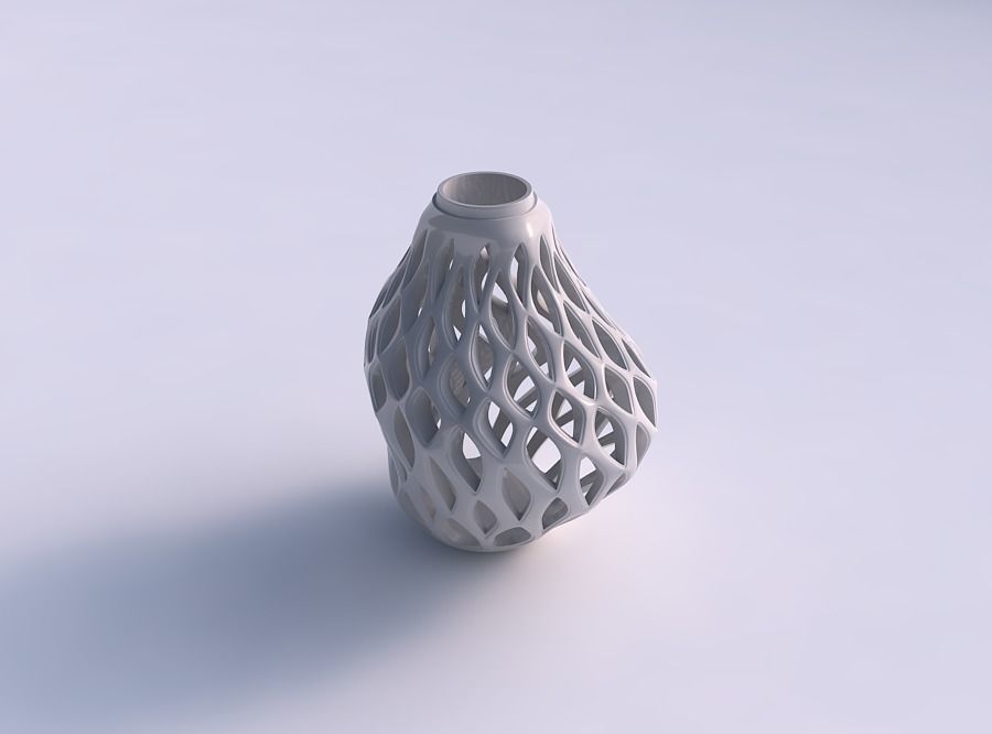 vase tall wigle smooth cuts extruded top twisted squeezed house decor 3D print model - Mito3D