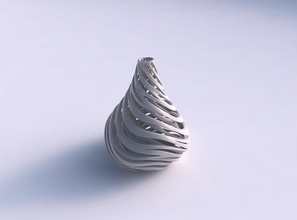 vase conique baisse de forme intérieure lignes extérieures très tordu 2 ondulée maison cône chute externe les ondulé décor 3d print model - Mito3D