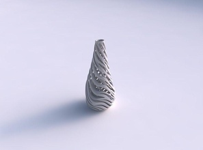 vase taper drop shape inner outer lines very twisted tapered wavy house decor 3d print model - Mito3D