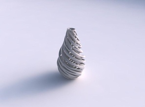 vase taper drop shape inner outer lines very twisted wavy house decor 3d print model - Mito3D
