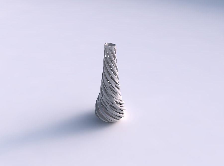 vaso afunilar fino entrelaçando linhas torcido ondulado casa decoração 3D print model - Mito3D