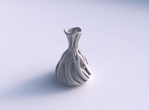 vase conique serré le cou de l'imbrication des lignes torsadées 2 ondulée maison cône pressé entrelacement les tordu ondulé décor 3d print model - Mito3D