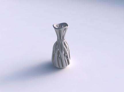 vase taper squeezed neck intertwining lines twisted wavy house decor 3d print model - Mito3D