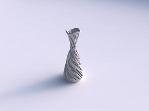 vaso cono spremuto collo intreccio di linee molto contorto conico ondulate casa il le twisted arredamento 3d print model - Mito3D