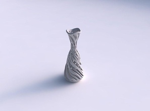 vase taper squeezed neck intertwining lines very twisted tapered wavy house decor 3d print model - Mito3D