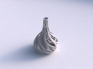 vase taper squeezed neck two layerd lattice twisted tapered 2 house decor 3d print model - Mito3D