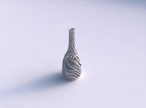 vase taper squeezed neck two layerd lattice very twisted tapered wavy house decor 3d print model - Mito3D