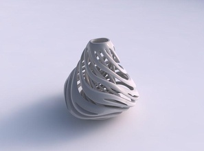 vase conique tordu intérieure extérieure lignes tordues 2 ondulée maison cône externe les ondulé décor 3d print model - Mito3D