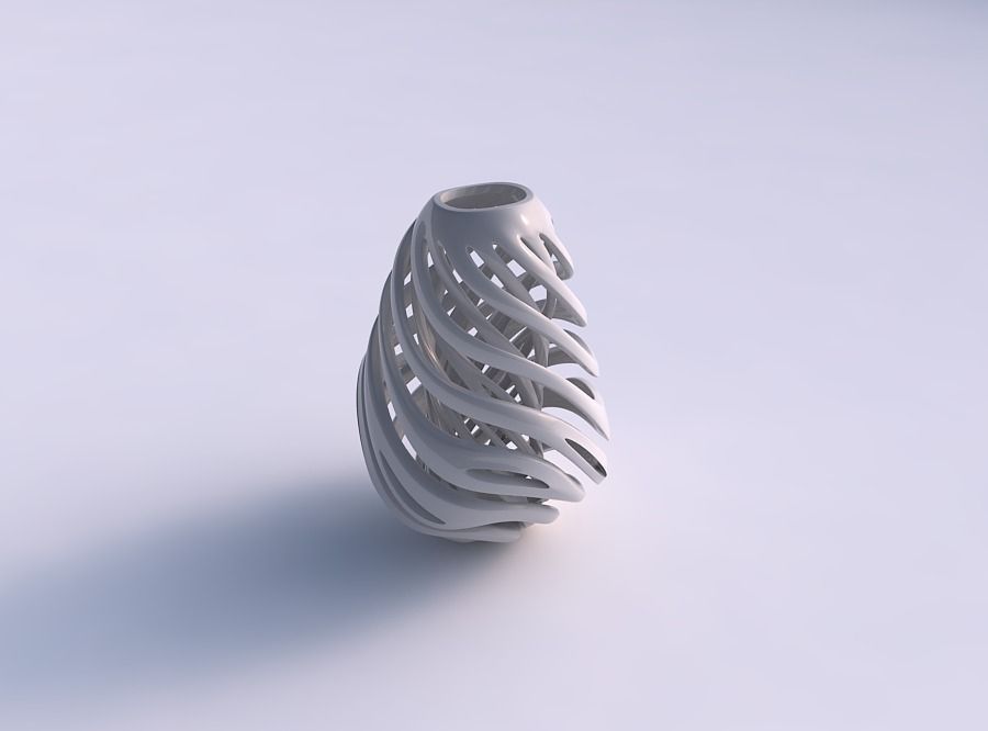vase taper twisted inner outer lines wavy house decor 3D print model - Mito3D