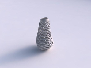 vaso cone torcida interior exterior linhas de muito torcido cônico ondulado a casa decoração 3d print model - Mito3D