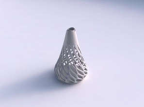 vaso cônico liso chanfrado cortes extrudados superior torcida streched a casa suave topo decoração 3d print model - Mito3D