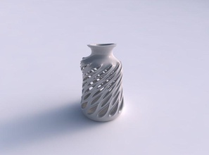 vase tapered twisted smooth cuts extruded edges high neck eccentric house decor 3d print model - Mito3D