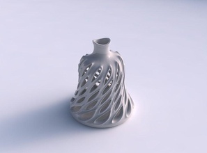 vase tapered twisted smooth cuts extruded edges high neck streched top house decor 3d print model - Mito3D