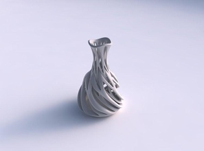 vase mit dünnem Hals verschlingenden Linien verdrehte tapered-2 wellig Haus Dünn Verflechtung twisted verjüngt werden 2 Dekor 3d print model - Mito3D
