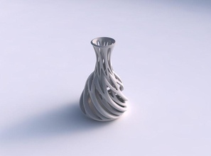 vaso fino pescoço entrelaçamento de linhas torcida cônico 2 fina a casa decoração 3d print model - Mito3D