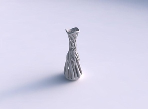 vaso fino pescoço entrelaçamento de linhas torcida cônico ondulado a casa fina decoração 3d print model - Mito3D