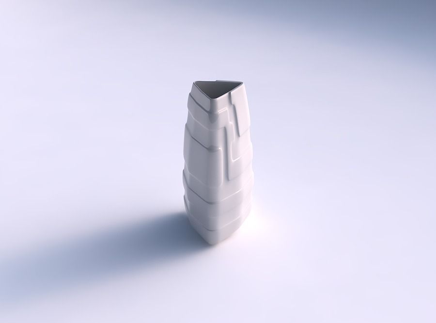 vase triangle glatte Bänder Haus Dreieck glatt Farbbänder Gericht Dekor architektonische Dekoration 3D print model - Mito3D