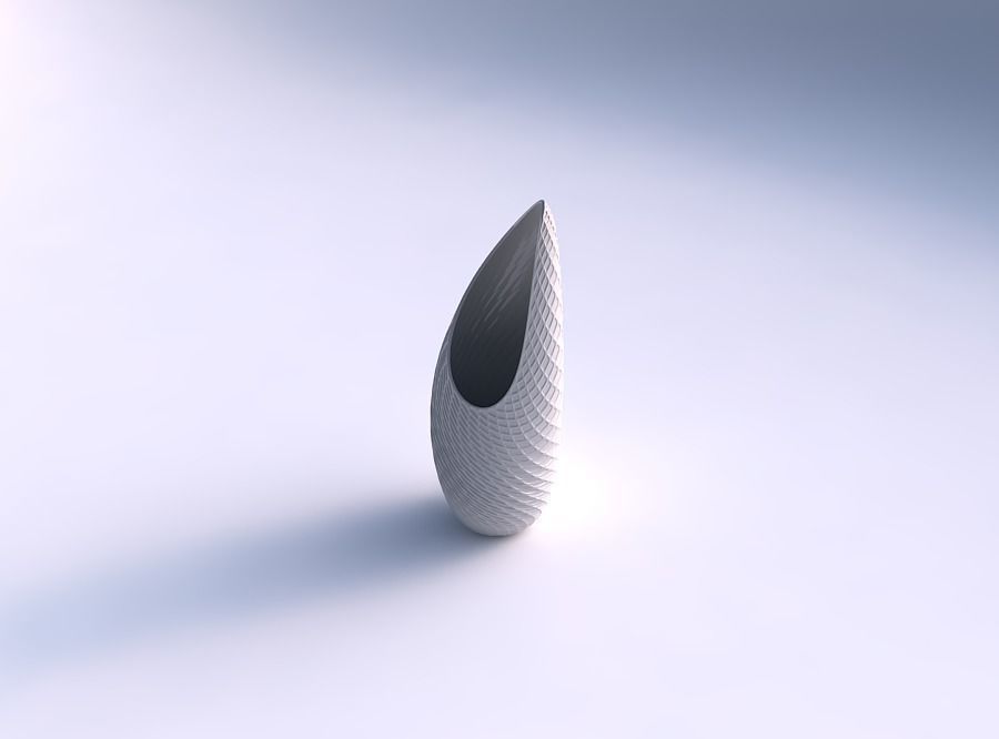 vase tsunami twisted diagonal grid dents house decor 3D print model - Mito3D