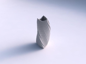 florero de giro curva inflexión triángulo 2 doblado extruido patrón casa twist curvado dobladas el plato decoración en la arquitectura 3d print model - Mito3D