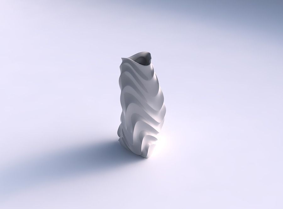 vase twist courbe de basculement triangle 2 courbes horizontales ondulées sections maison courbée les pourboires à l'horizontale ondulé décor 3D print model - Mito3D