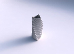 florero de giro curva inflexión triángulo 2 extruido líneas verticales casa twist curvado vertical el plato decoración en la arquitectura 3d print model - Mito3D