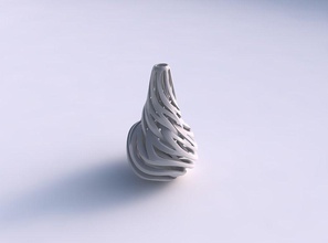 vase twist cône slim entrelacement des lignes torsadées conique 2 ondulée maison les tordu ondulé décor 3d print model - Mito3D