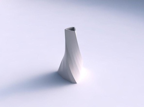 florero de giro inclinado triángulo bandas vertical uniforme casa twist inclinada decoración 3d print model - Mito3D