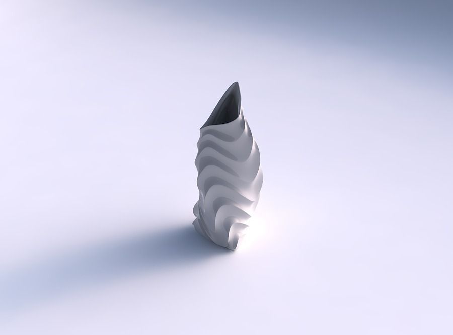 vase twist à bout triangle courbe horizontale ondulée sections maison courbée l'horizontale ondulé les décor 3D print model - Mito3D