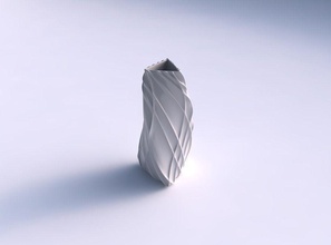 vase twist triangle wellig geringer Dichte extrudiert Linien Haus Dreieck spärlich Gericht Dekor architektonische Dekoration 3d print model - Mito3D