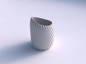 vase twisted 2 extrudierten senkrechten Linien Haus extrudiert vertikale Dekor 3d print model - Mito3D