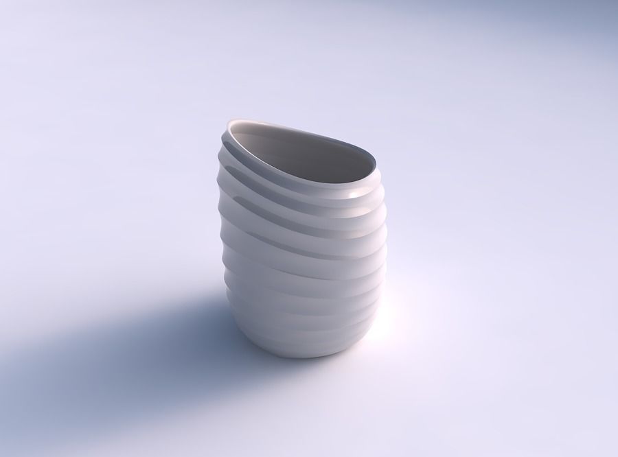 vase twisted 2 small horizontal sections house decor 3D print model - Mito3D