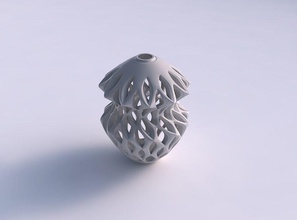 vase twisted bend inward smooth cuts extruded top squeezed house decor 3d print model - Mito3D