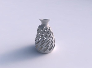 vase twisted cylindrical compressed smooth cuts extruded edges high neck eccentric house decor 3d print model - Mito3D