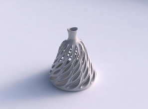vase twisted cylindrical compressed smooth cuts extruded edges high neck streched top house decor 3d print model - Mito3D