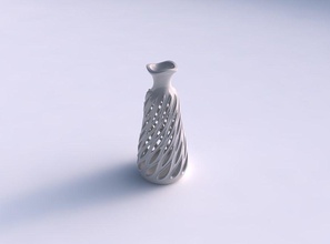 vase verdrehte zylindrisch komprimiert glatt schneidet extrudiert kanten hals gedehnt wellig haus dekor 3d print model - Mito3D
